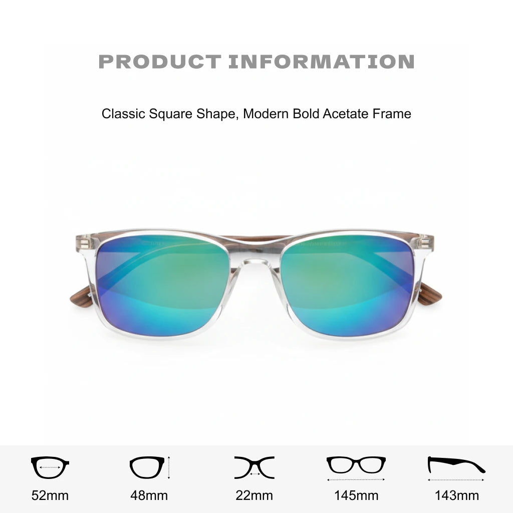 Ultra-Light Bamboo Wood Polarized Square Sunglasses