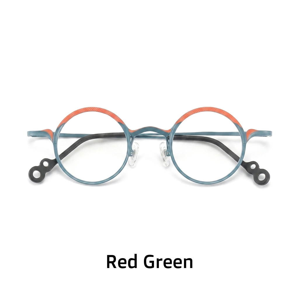 Lunettes rondes en pur titane ultra-léger, une pièce de créateur rétro tendance aux verres photochromiques artistiques.