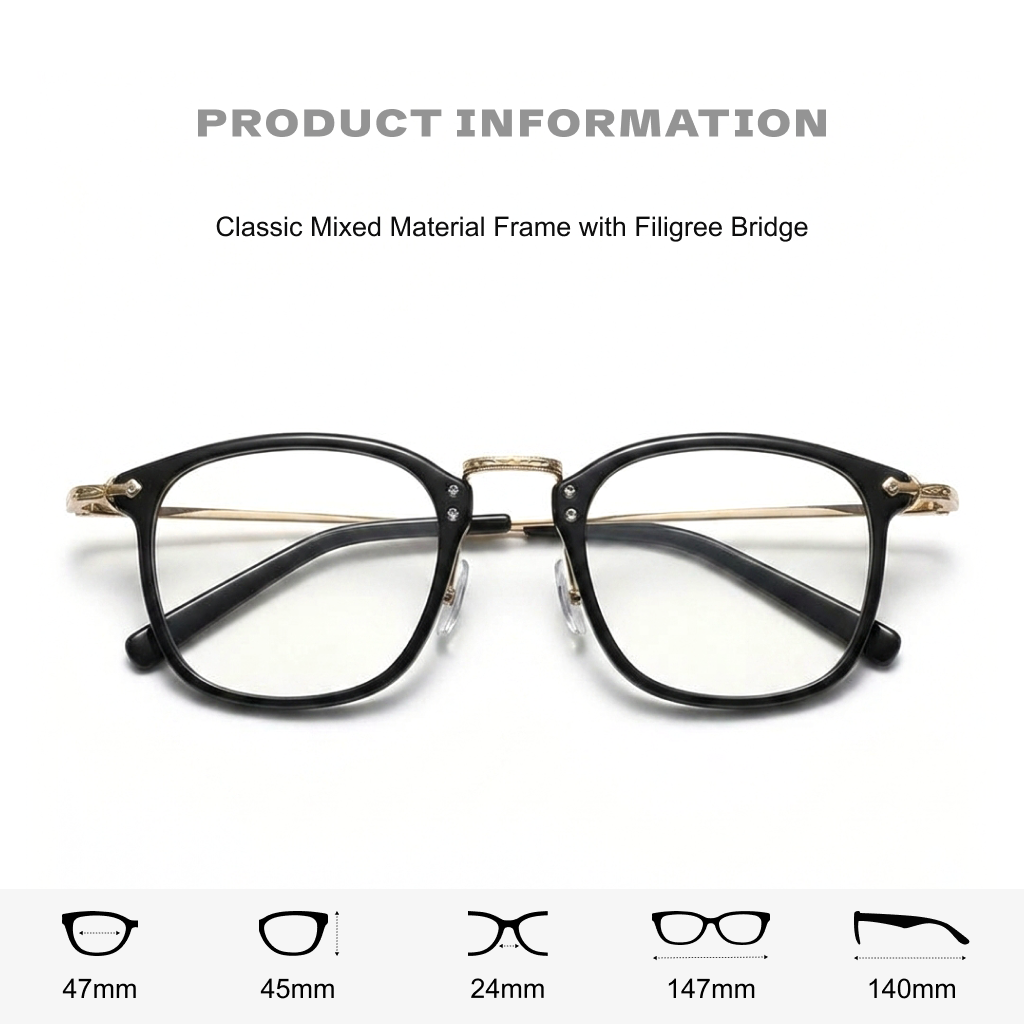 Retro Square Titanium Optical Eyeglasses Frame
