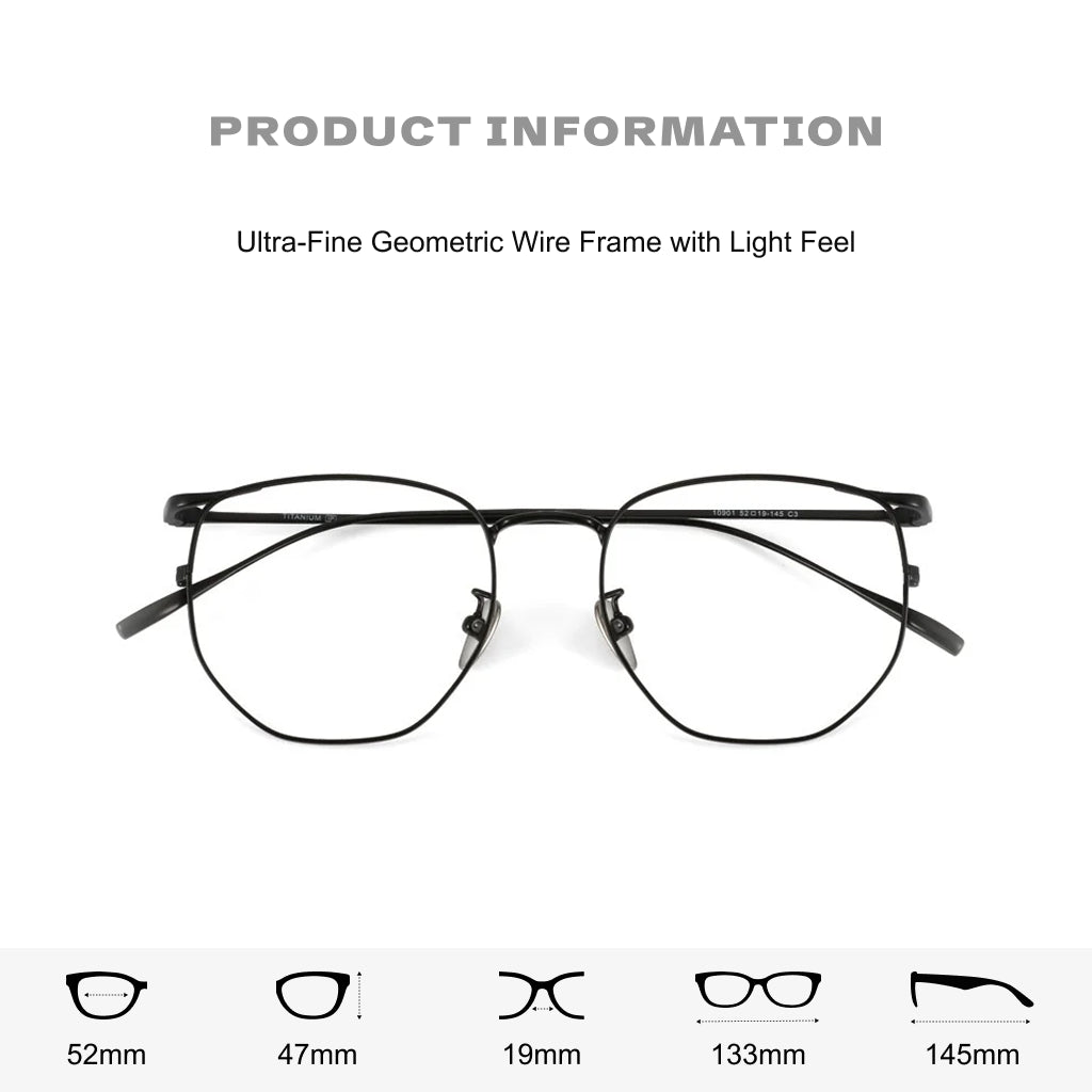 Anti-Blue Light Titanium Optical Glasses Frame - Polygonal Design