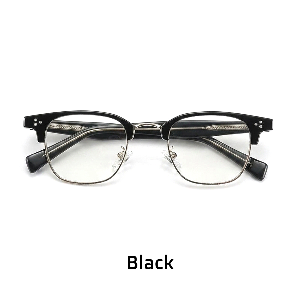 Retro Half-Frame Square Acetate Glasses
