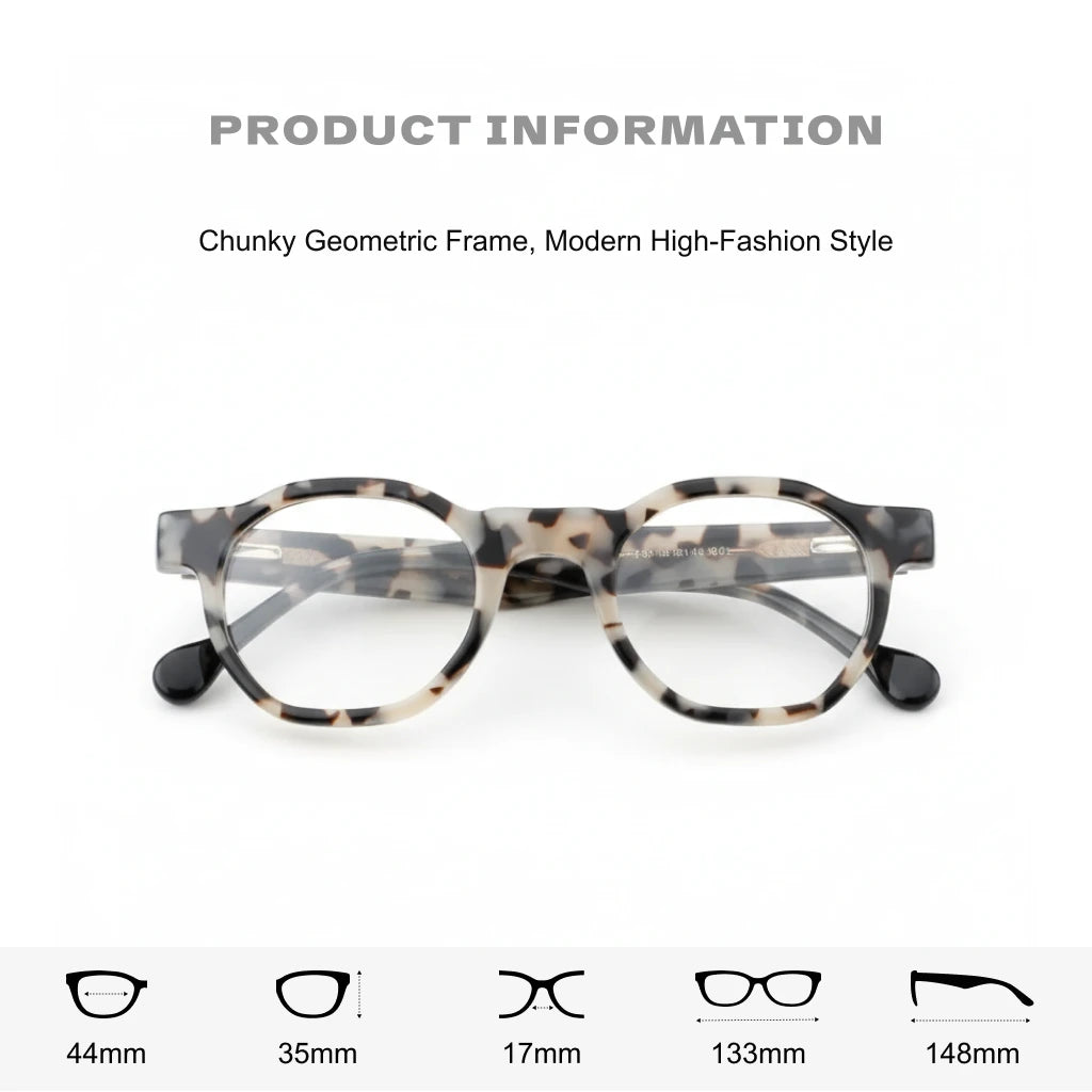 Retro Polygonal Optical Glasses Frames - Round Prescription Eyewear