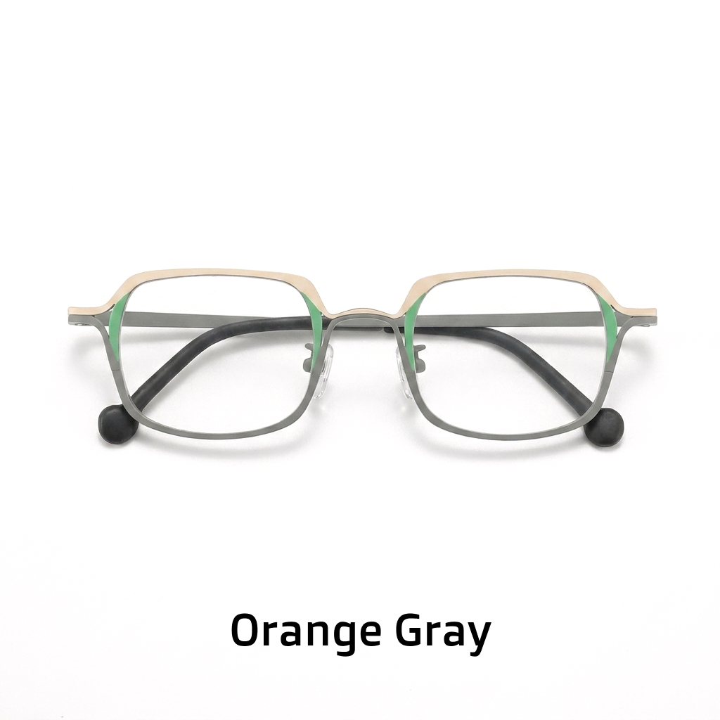 Two-Tone Titanium Square Optical Frames