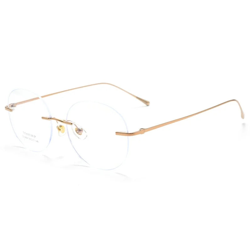 Ultra-Light Titanium Round Rimless Eyeglasses - Prescription Ready Optical Frames