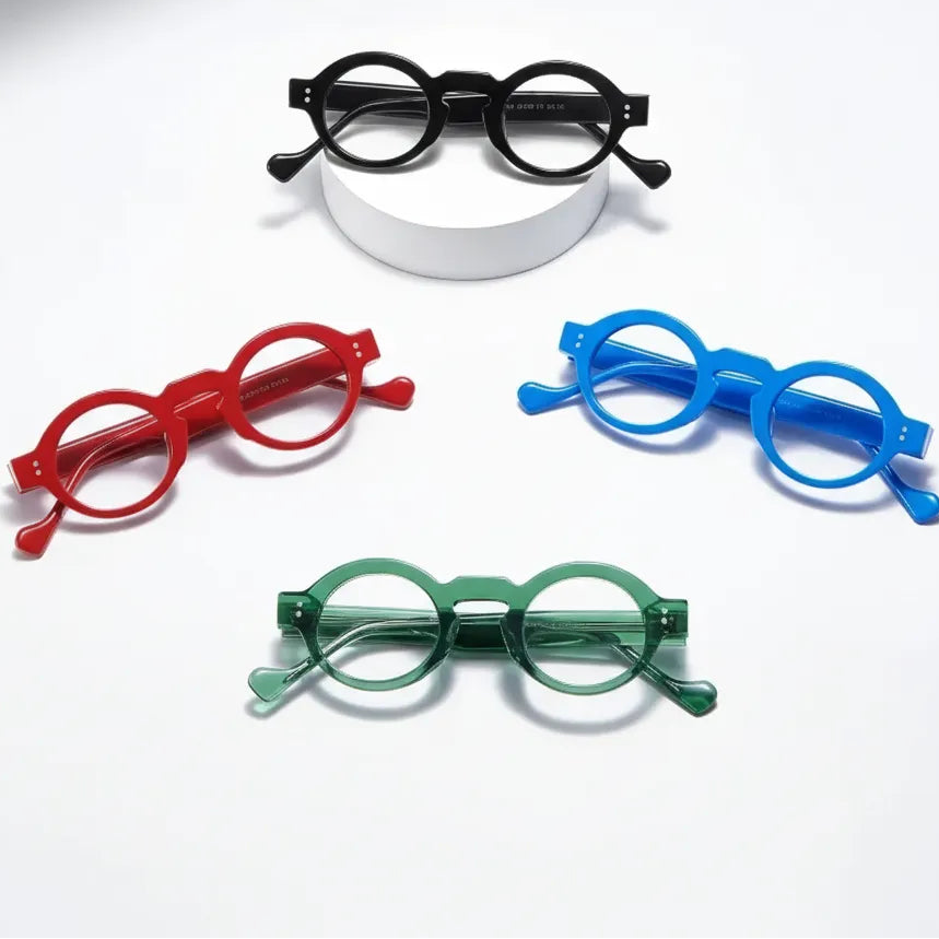 Retro Elliptical Acetate Glasses Frame - Unisex Optical Prescription Eyewear