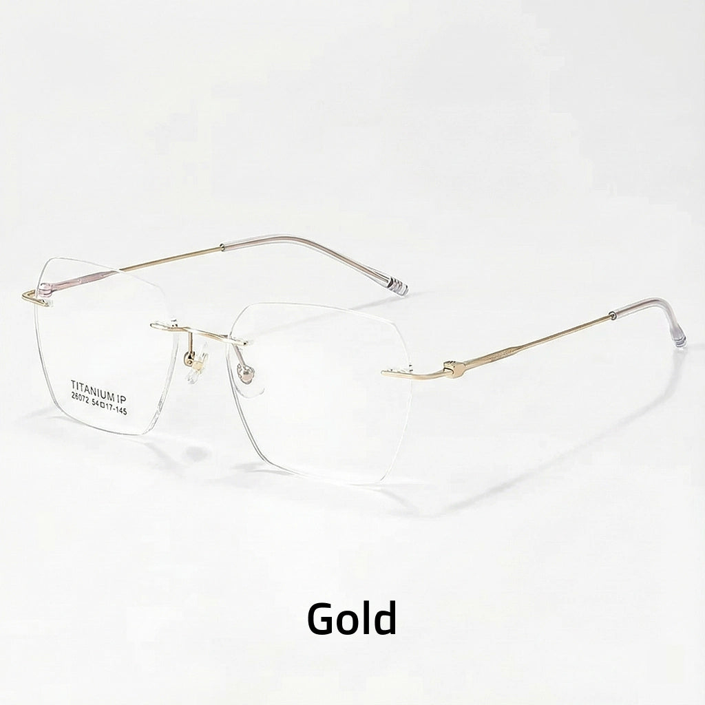 Pure Titanium Polygonal Frameless Eyeglasses - Ultra Light Optical Frame