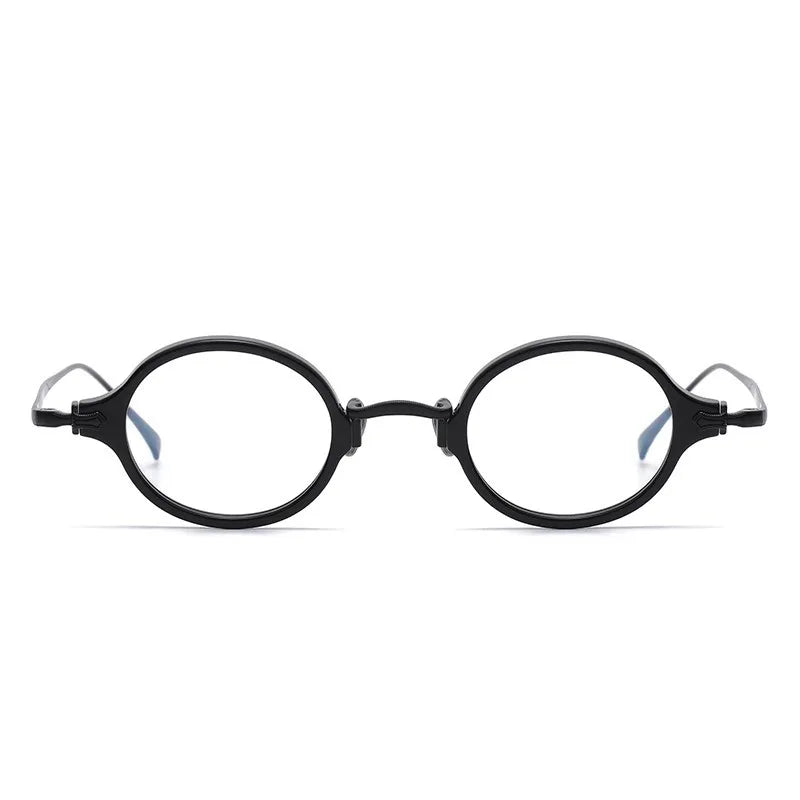 Retro Oval Titanium Eyeglass Frame - Lightweight Prescription Optical Glasses