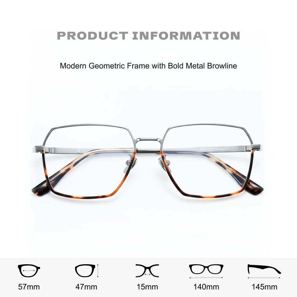 Ultra Light Titanium Eyeglasses - Polygonal Business Frame