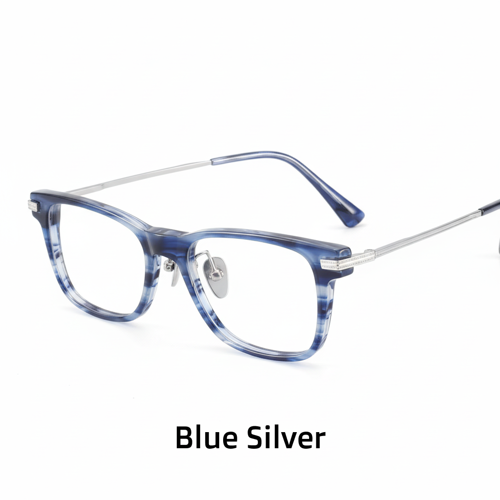Titanium Retro Square Eyeglass Frames