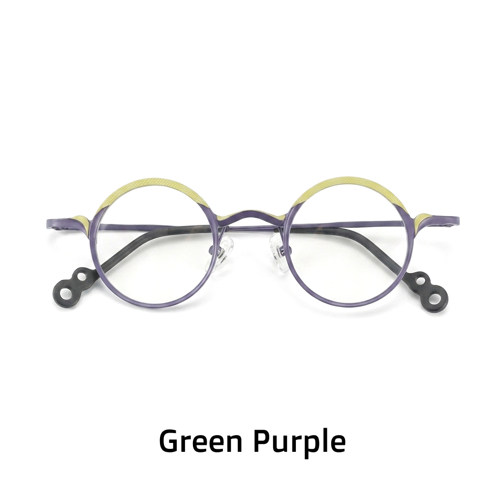 Lunettes rondes en pur titane ultra-léger, une pièce de créateur rétro tendance aux verres photochromiques artistiques.