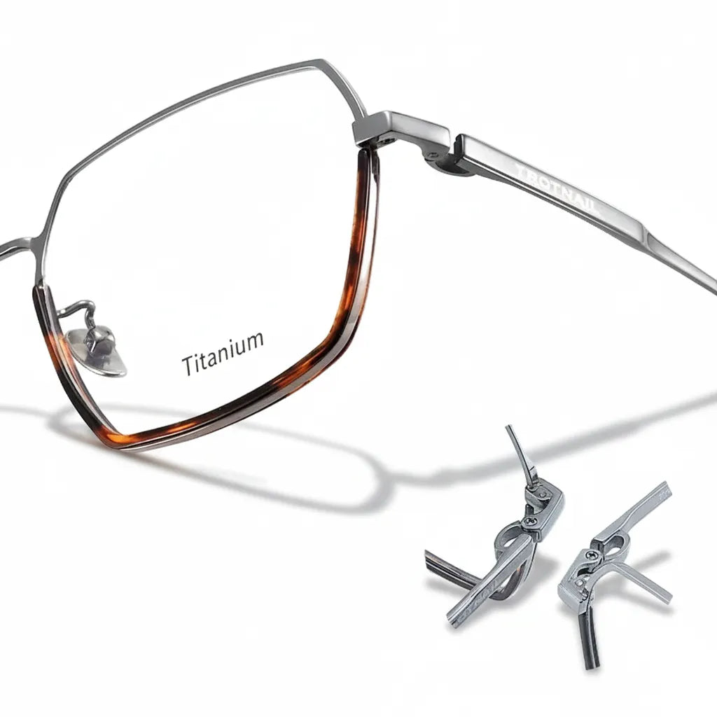 Ultra Light Titanium Eyeglasses - Polygonal Business Frame