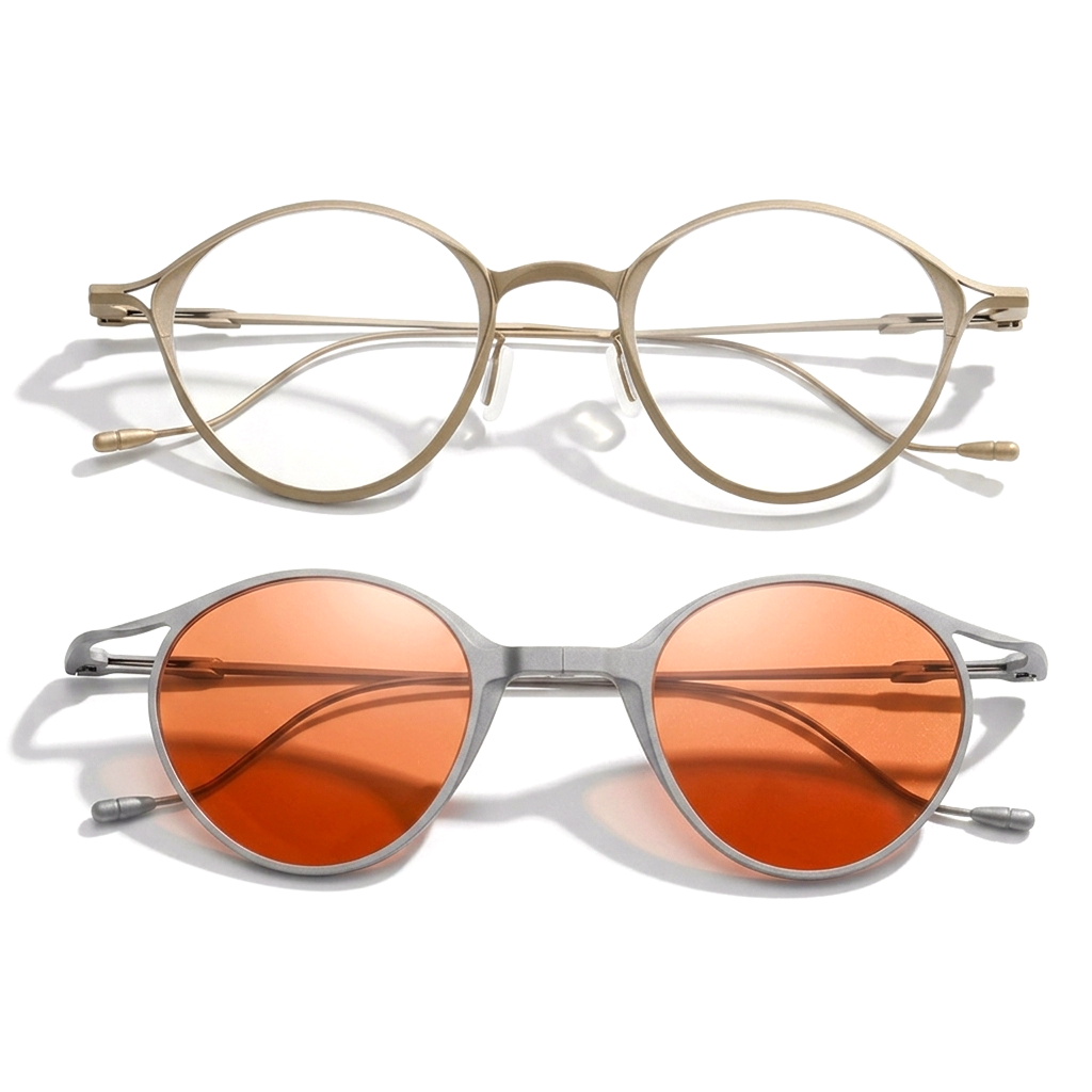 Titanium Round Clip-On Sunglasses