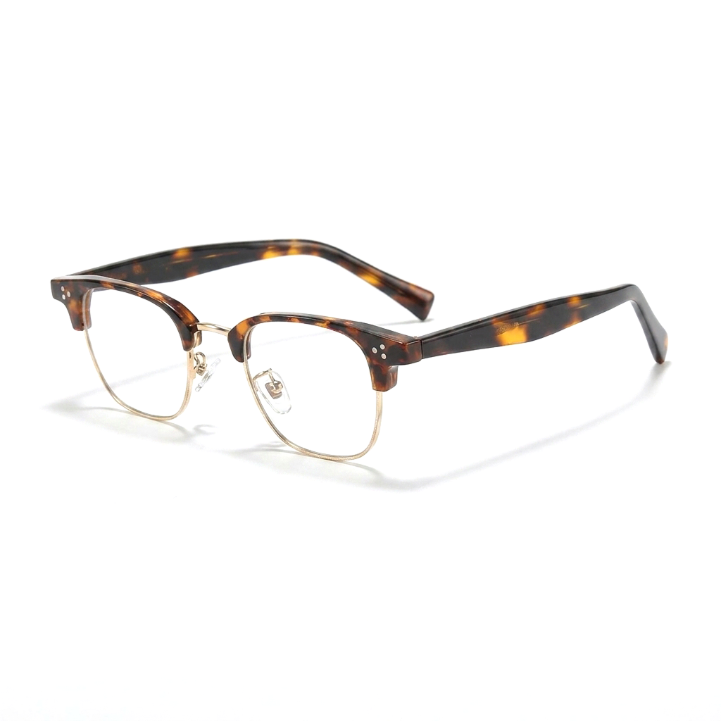Retro Half-Frame Square Acetate Glasses
