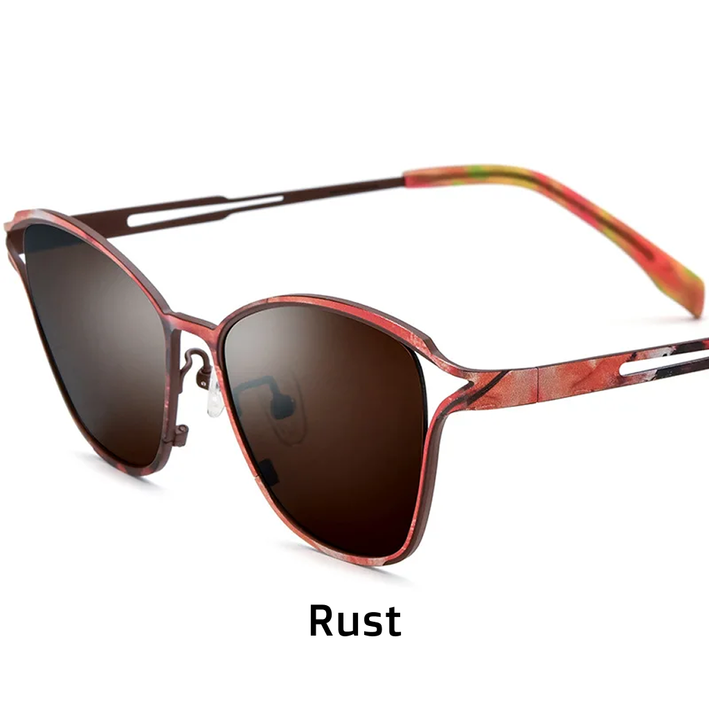 Cat Eye Titanium Polarized Sunglasses UV400 Spliced Color
