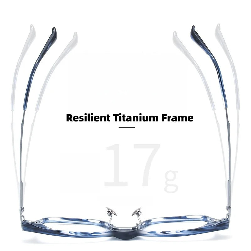Retro Square Titanium Eyeglass Frame - Lightweight Optical Prescription Glasses