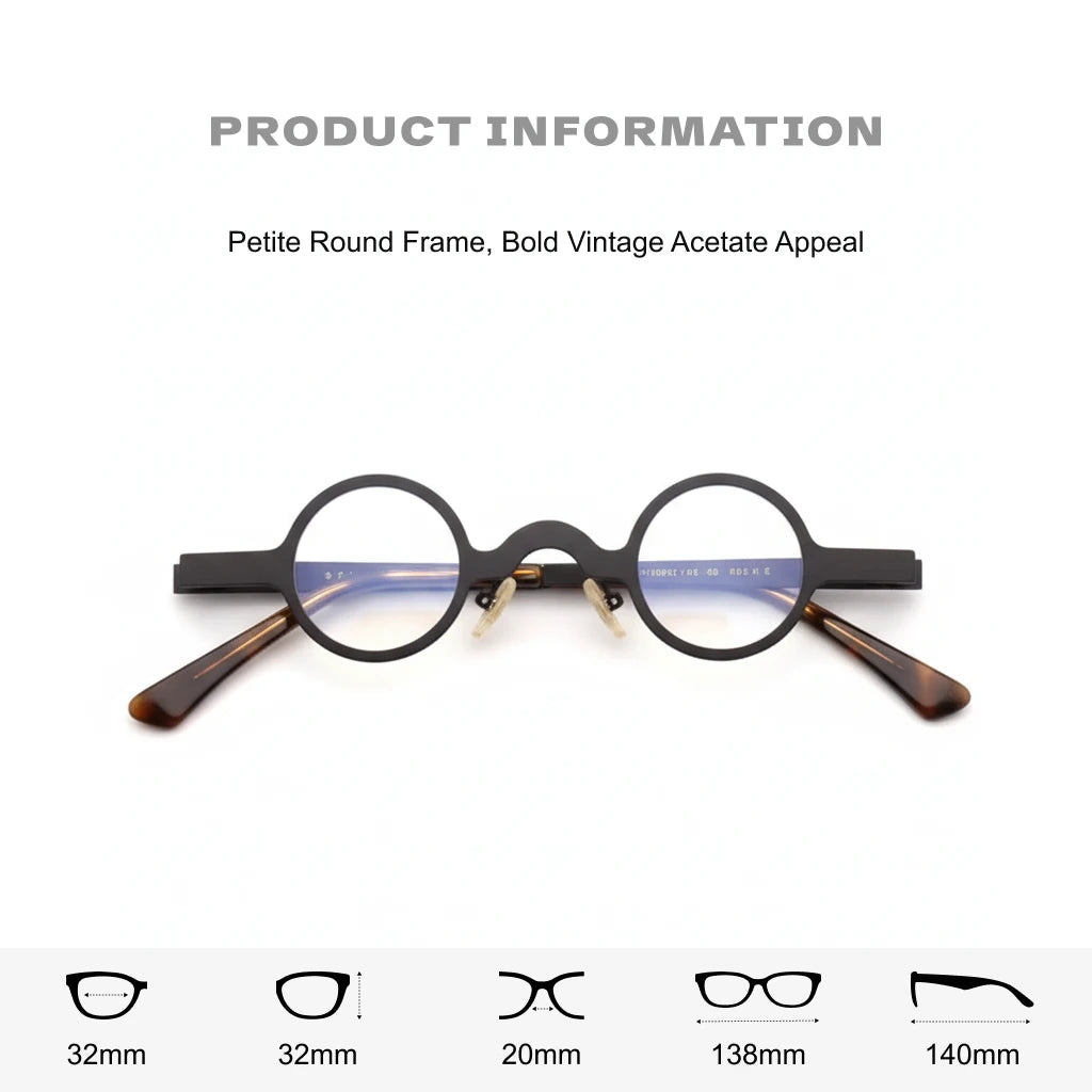 Vintage Round Metal Eyeglass Frame - Unisex Optical V5