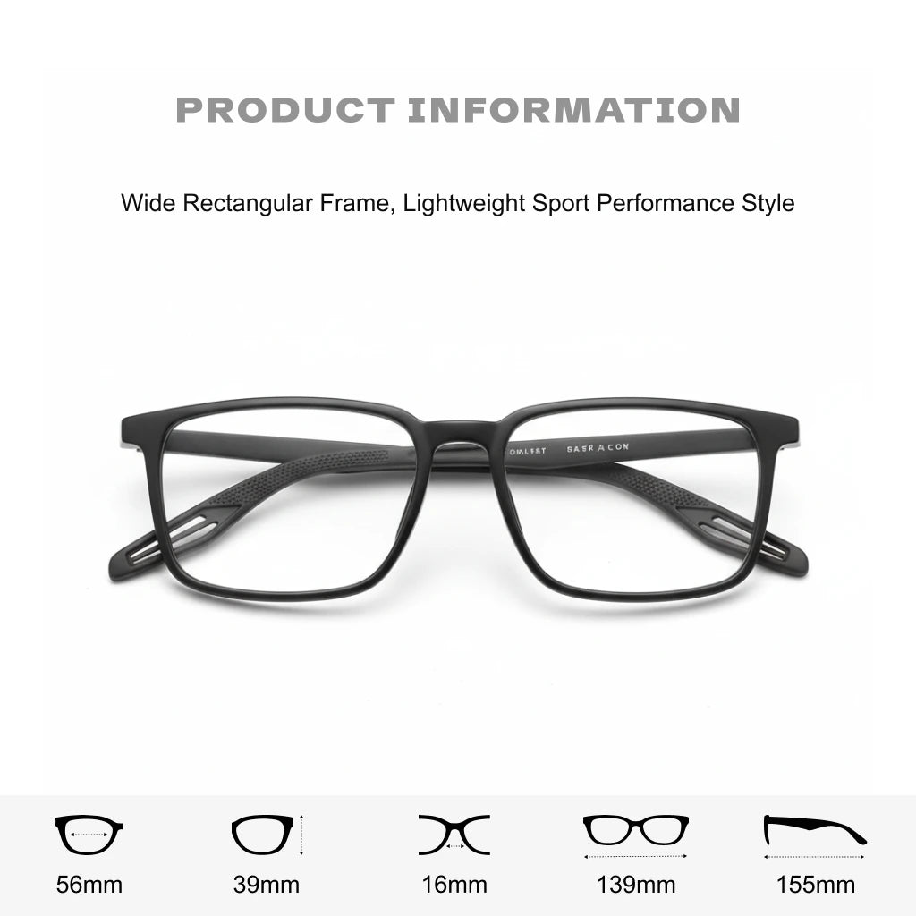 TR90 Sports Optical Prescription Glasses - Ultra Light Square Frame