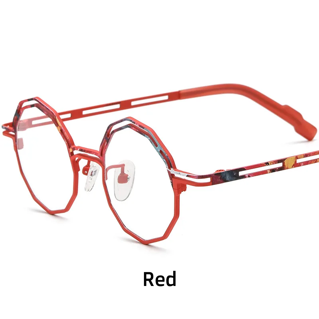 Titanium Polygon Optical Frames – Unisex Color-Spliced Prescription Eyeglasses