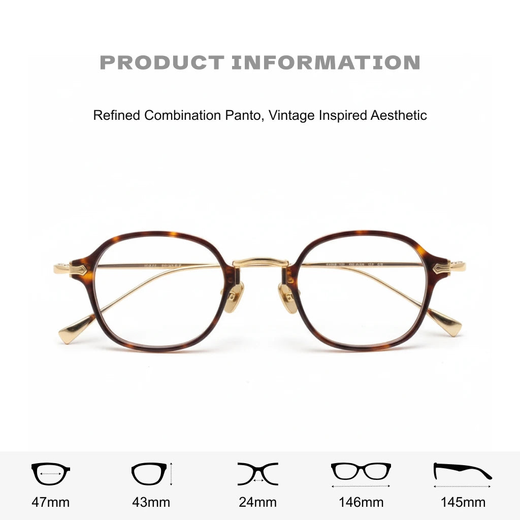 Monture de Lunettes Rondes Rétro en Titane - Lunettes de Vue Optiques Unisexes