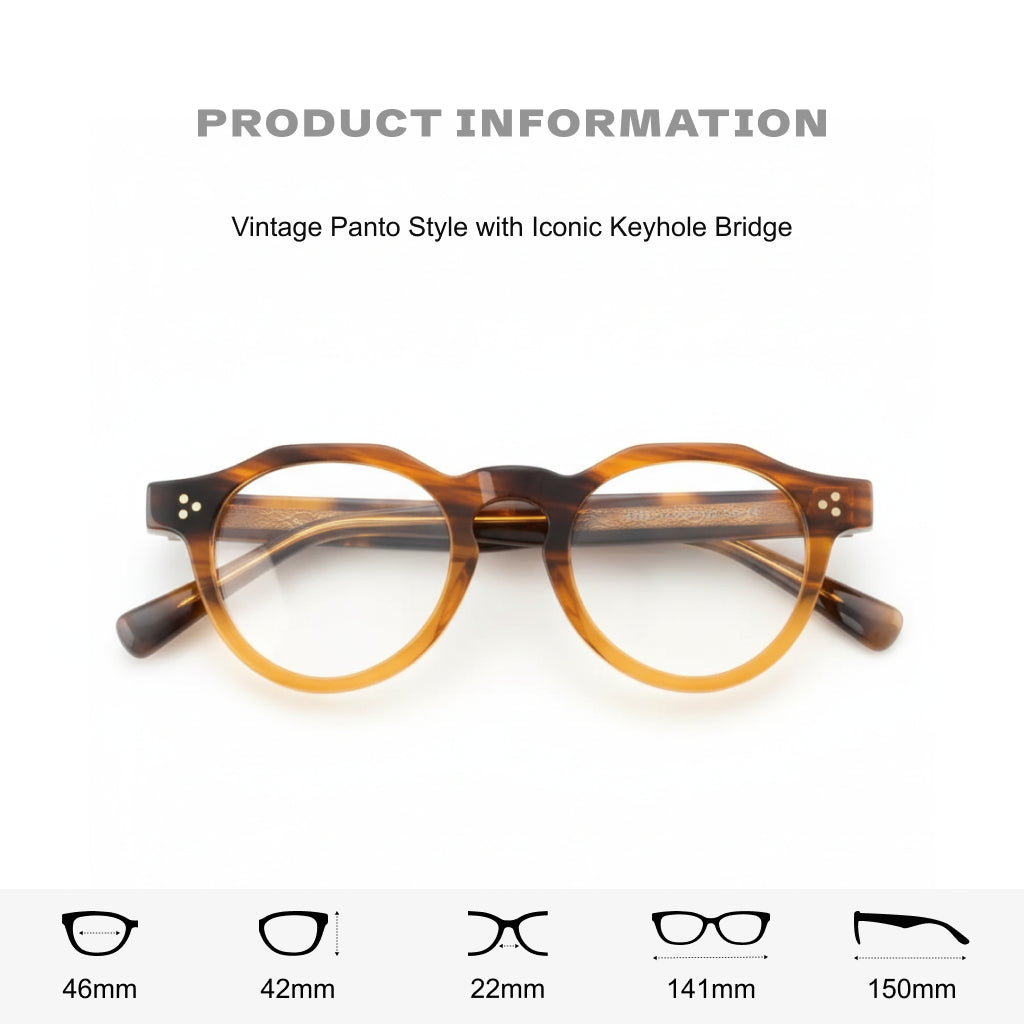 Retro Round Tortoiseshell Eyeglass Frame - Optical Prescription Glasses