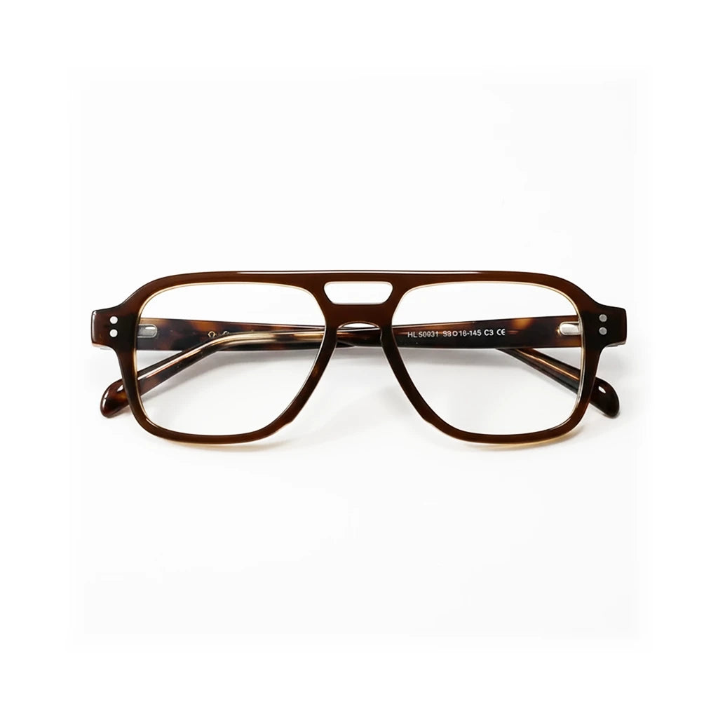 Retro Double Beam Acetate Eyeglasses Frame - Unisex Optical Prescription Glasses