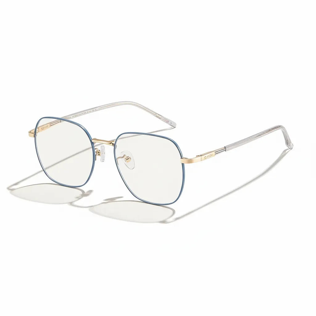 Retro Polygonal Metal Eyeglass Frame - Unisex Optical Prescription Glasses