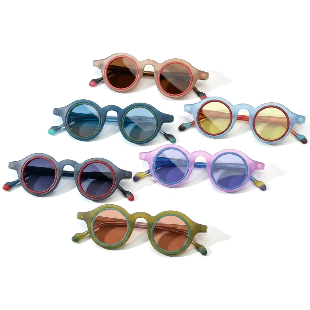 Round Frosted Polarized UV400 Acetate Sunglasses