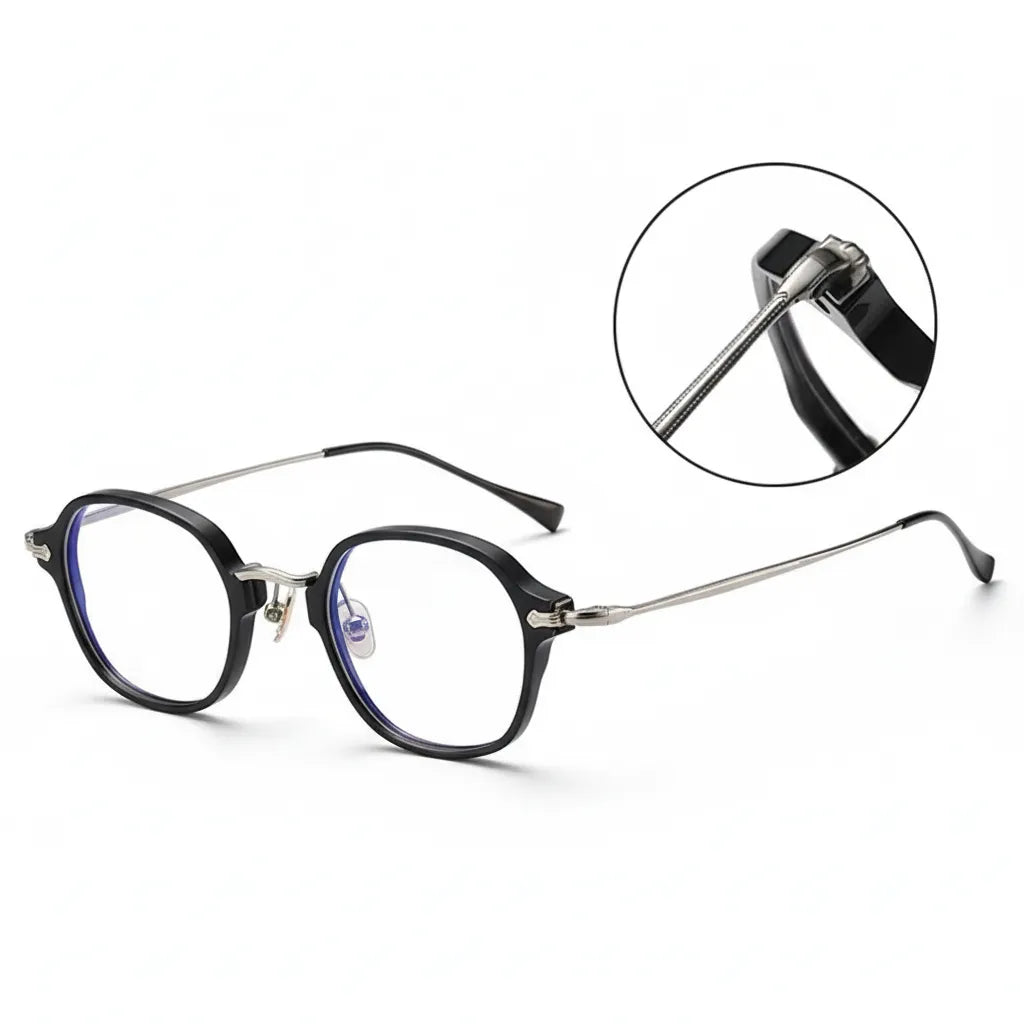 Monture de Lunettes Rondes Rétro en Titane - Lunettes de Vue Optiques Unisexes