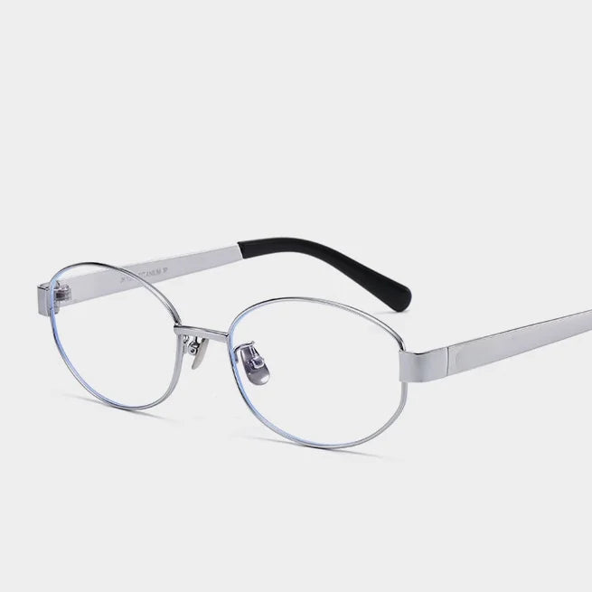 Ovaler Retro-Titan-Brillenrahmen – optische Anti-Blaulicht-Brille