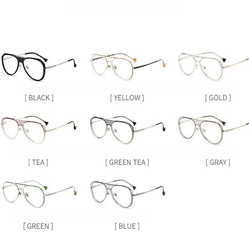 Double Beam Elliptical Eyeglass Frame - Plastic Titanium Optical