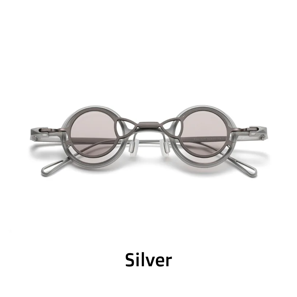 Titanium Optical Frame with Magnetic Polarized Clip-On — Round