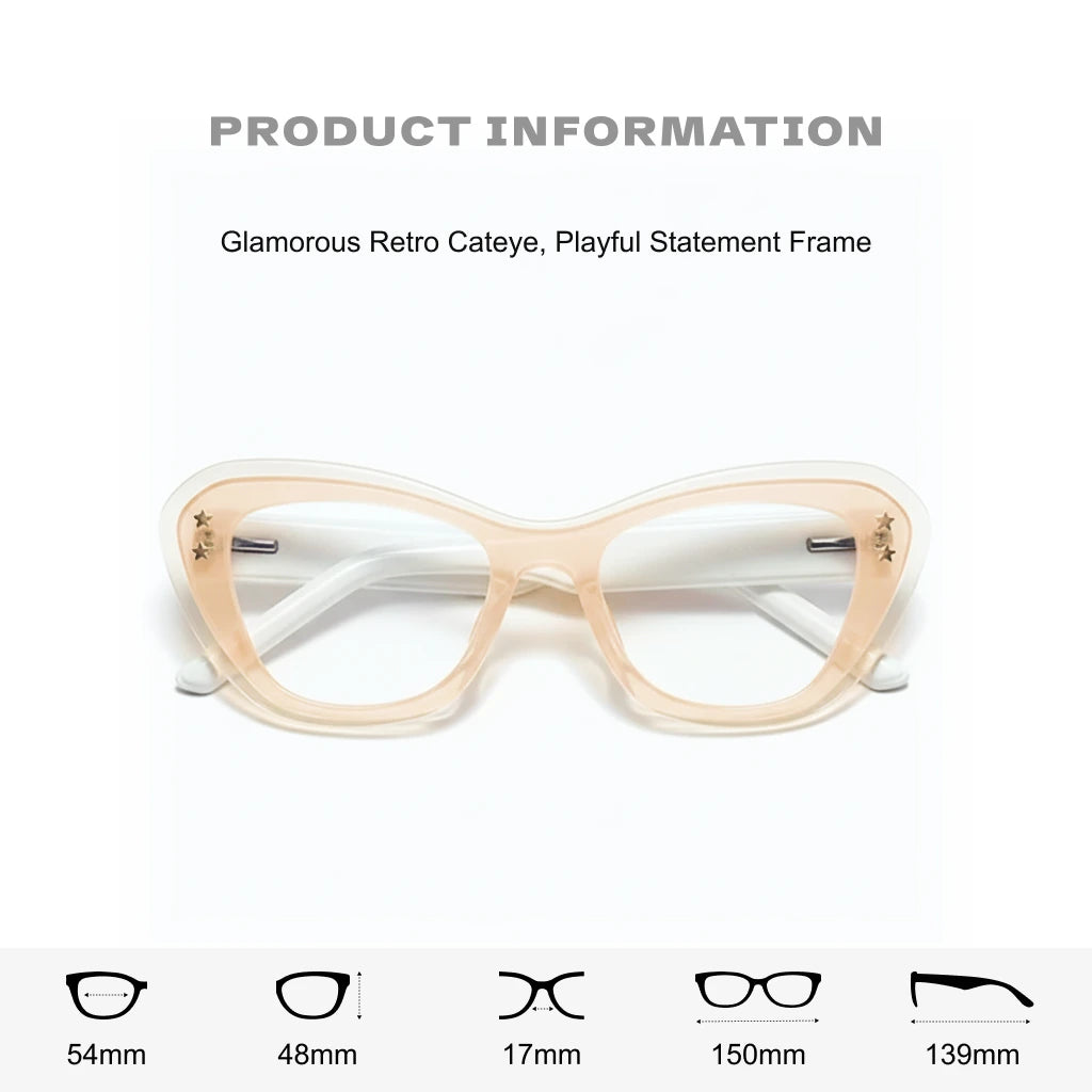 Retro Cat Eye Glasses Frame - Anti Blue Light Optical Prescription
