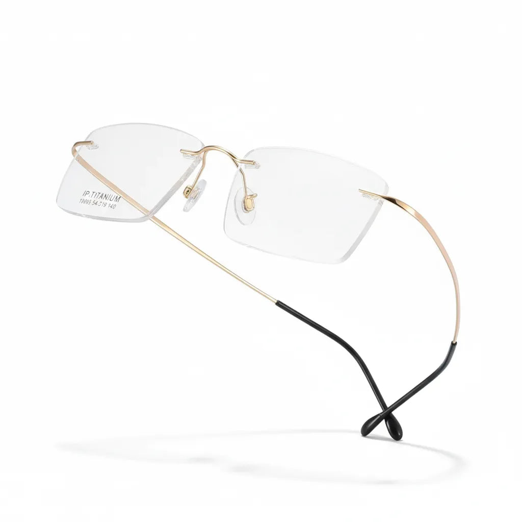 Ultra-Light Titanium Rimless Glasses Frame - Business Square Optical