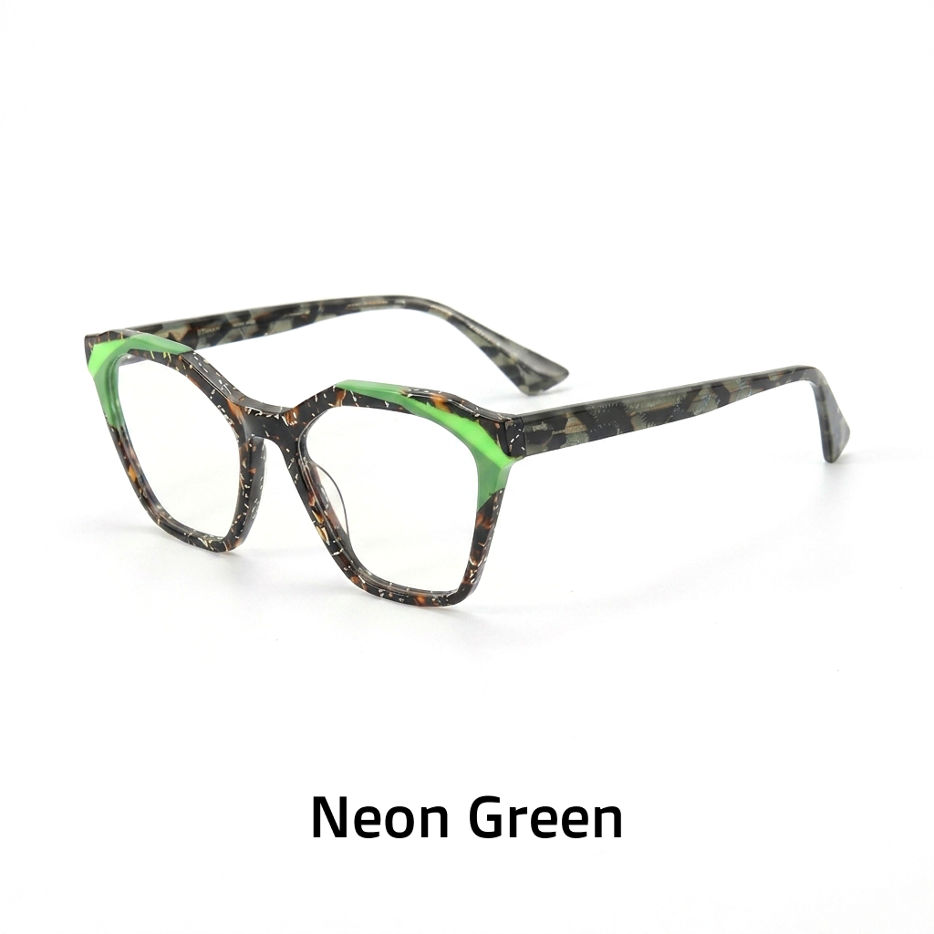 Acetate Cat Eye Optical Glasses Frame – Irregular Square Large Face