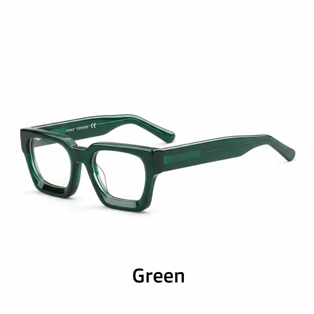 Retro Square Acetate Eyeglass Frame - Unisex Optical Prescription Glasses