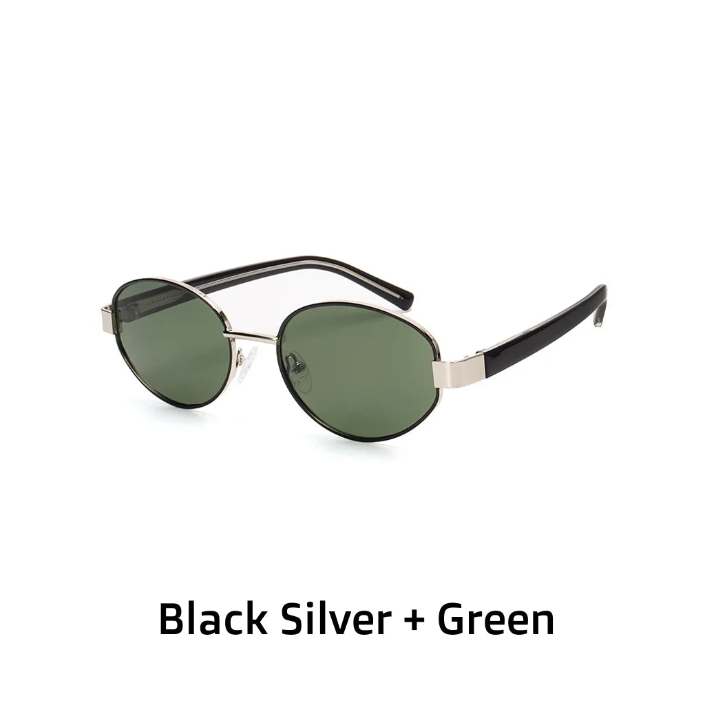 Retro Elliptical Metal Sunglasses - UV Protection Polarized