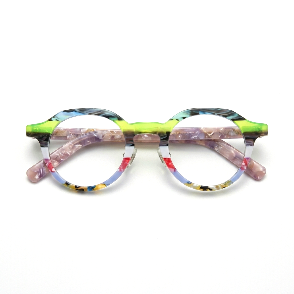 Montatura per occhiali quadrata in acetato multicolore