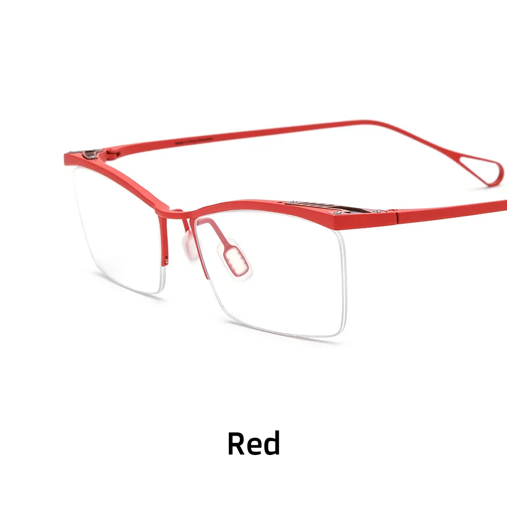 Titanium Semi-Rimless Square Optical Frames – Unisex Prescription Eyeglasses