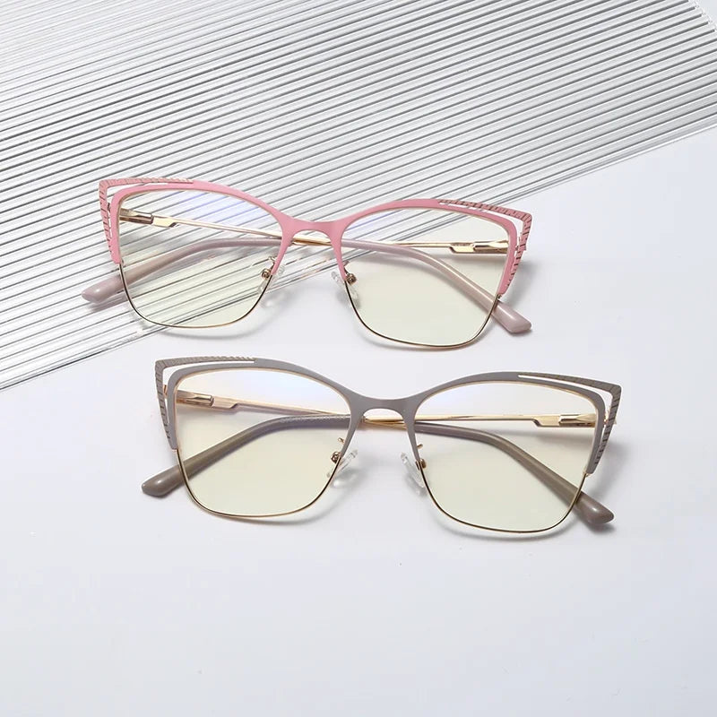 Anti-Blue Light Metal Glasses Frame for Women