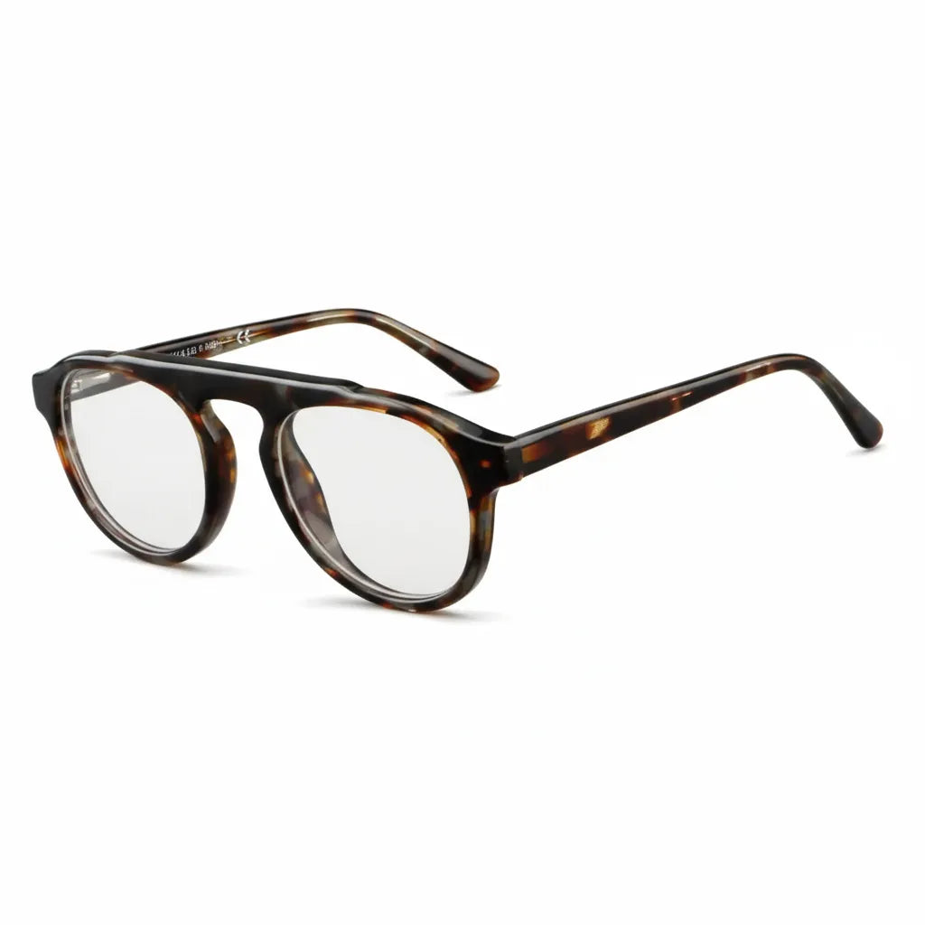 Retro Round Optical Eyeglass Frame - Double Beam Design
