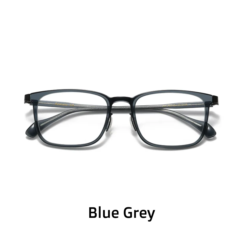 Monture rétro de gentleman pour la myopie, lunettes optiques carrées bleu-gris, élégantes et artistiques pour le quotidien.