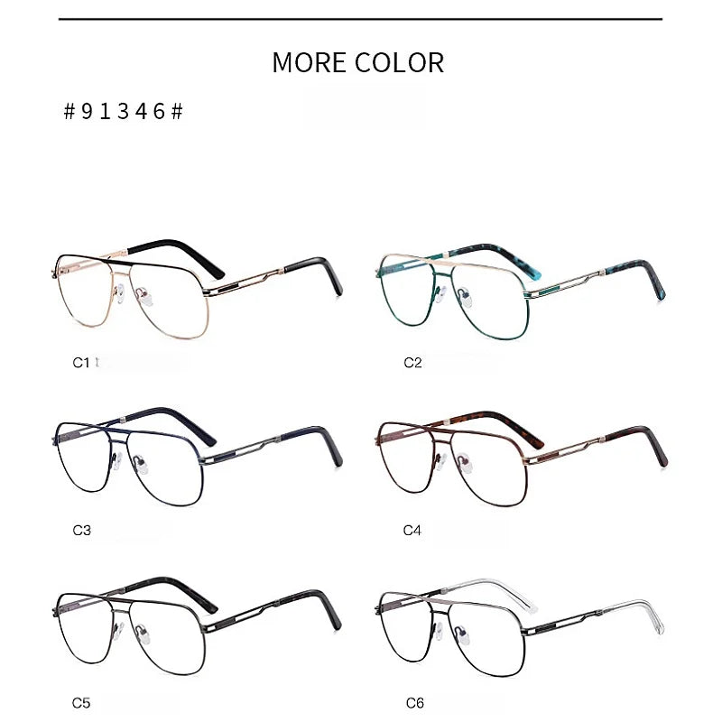 Anti Blue Light Metal Eyeglass Frame - Double Beam Optical Prescription Glasses