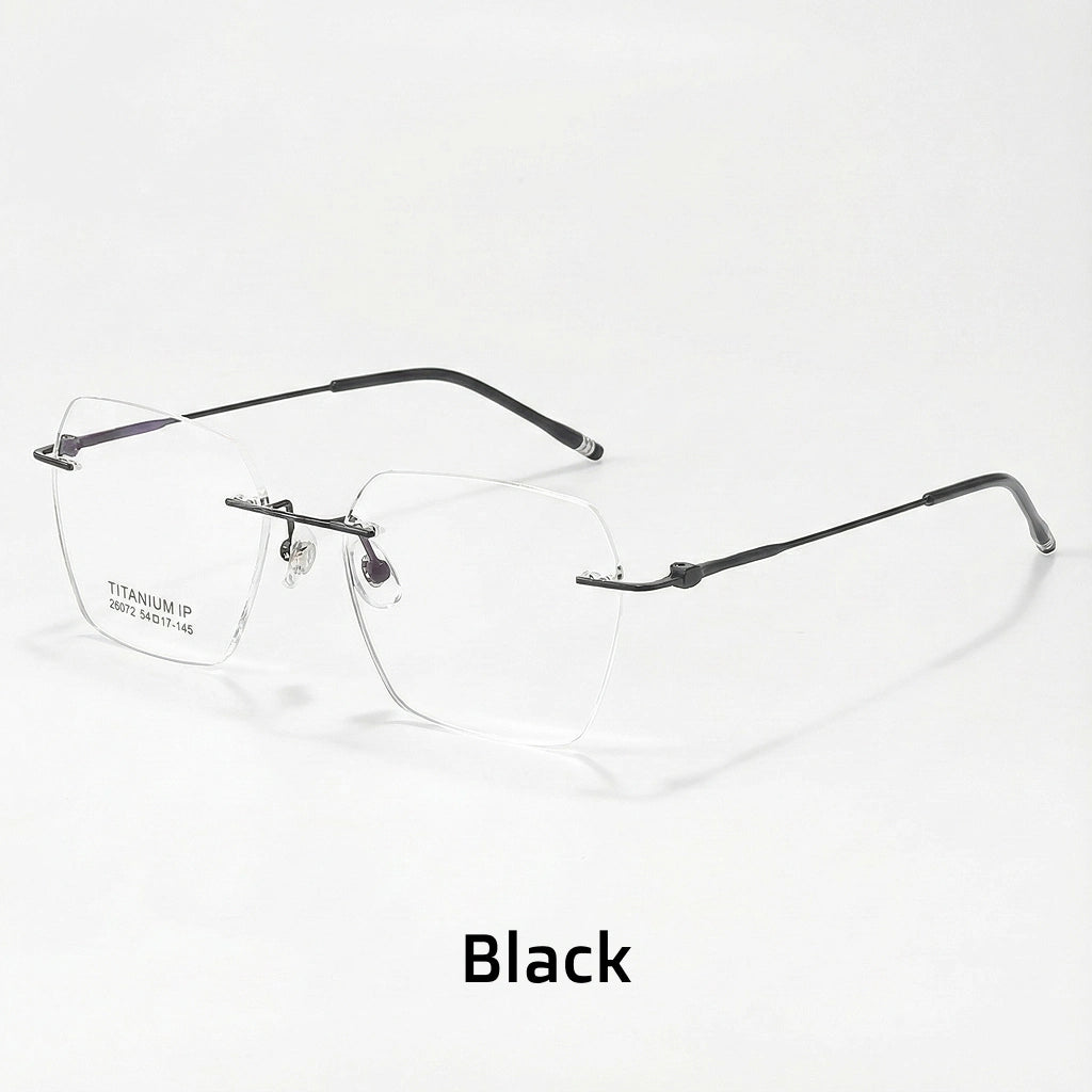 Pure Titanium Polygonal Frameless Eyeglasses - Ultra Light Optical Frame