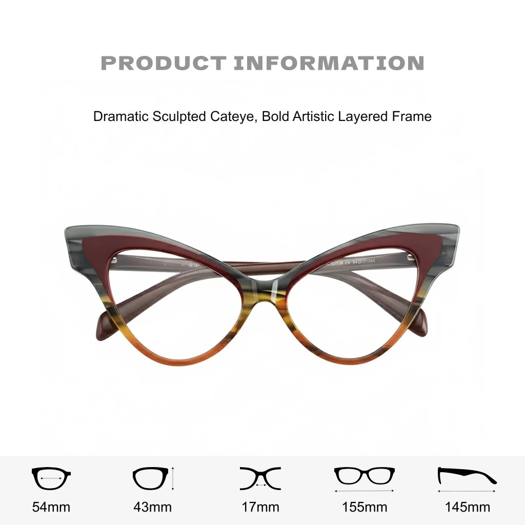Retro Cat Eye Acetate Eyeglass Frame - Model 21115