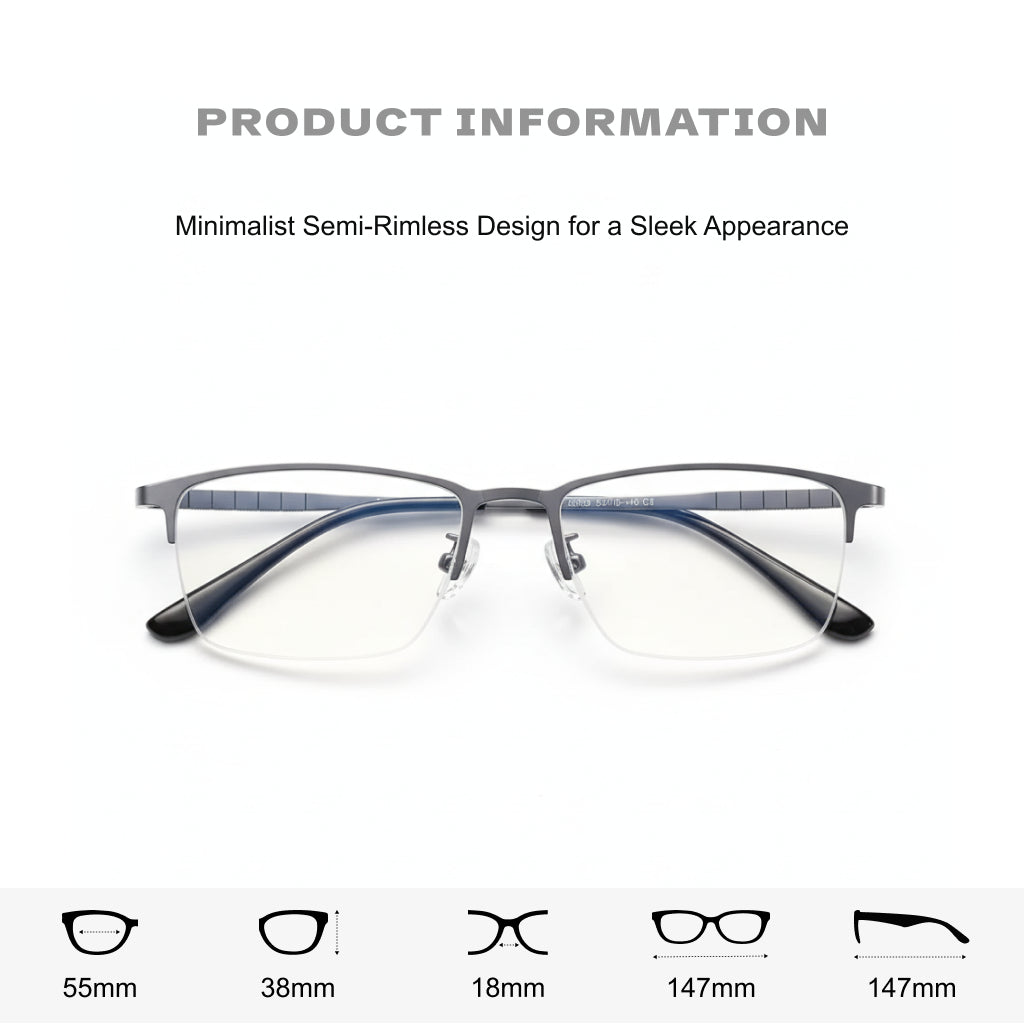 Titanium Square Eyeglasses - Ultra Light Business Frames