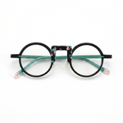 Rundes optisches Brillengestell aus Acetat – Unisex-Patchwork-Farbe