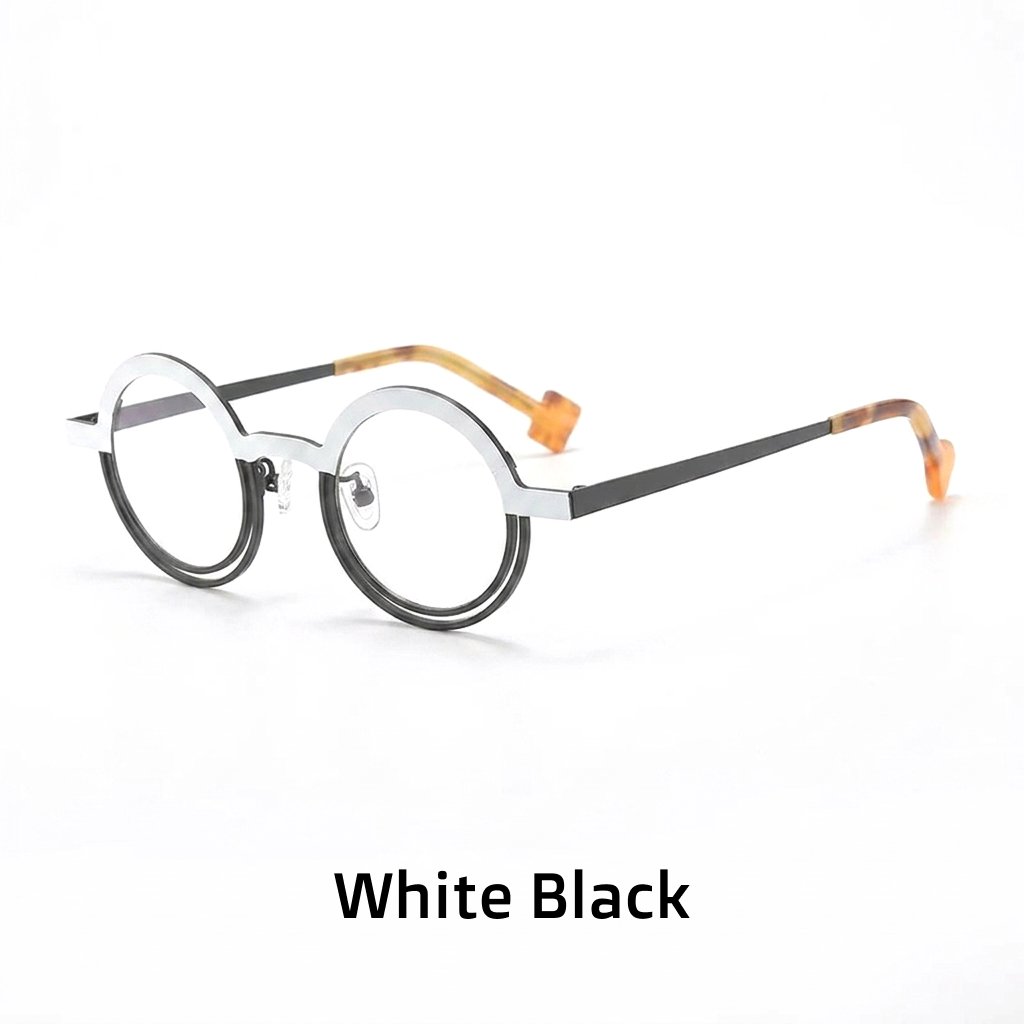 Two-Tone Titanium Round Optical Frames – Retro Unisex