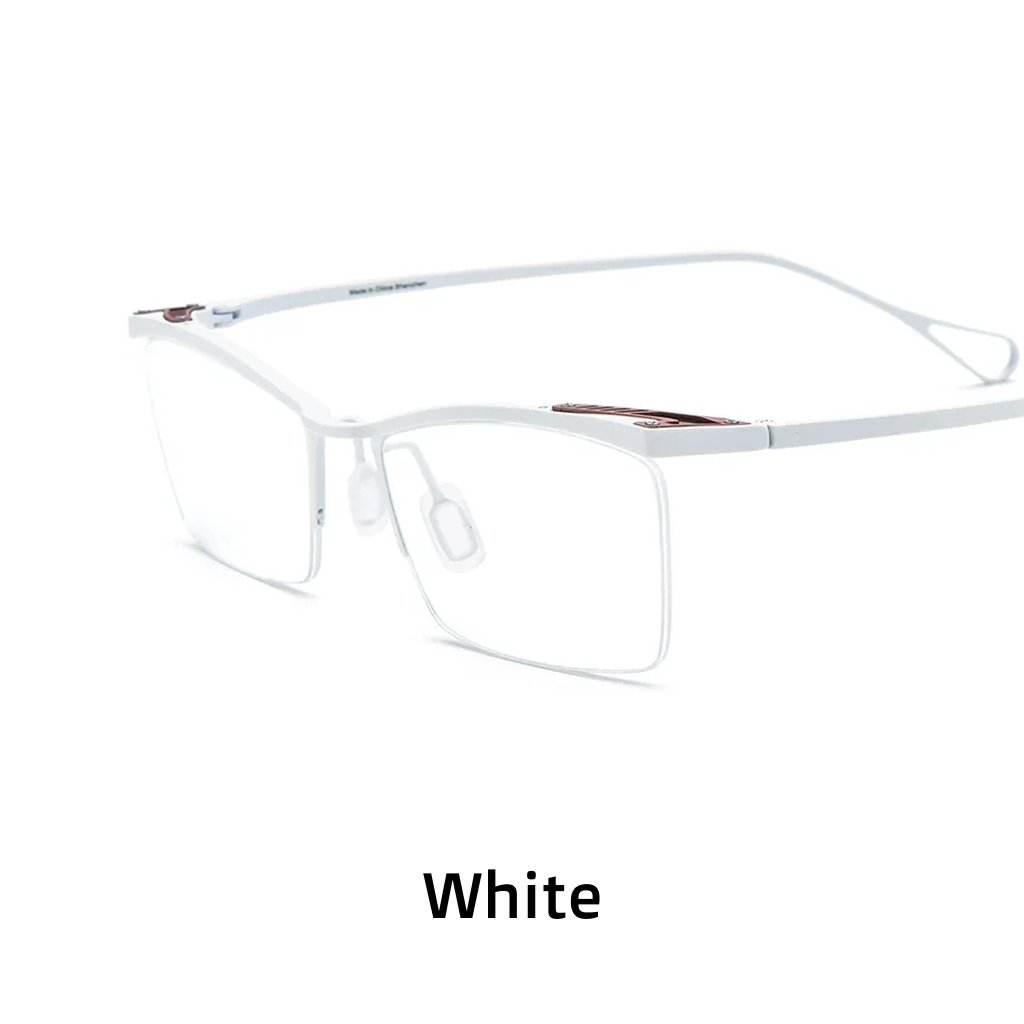 Titanium Semi-Rimless Square Optical Frames – Unisex Prescription Eyeglasses