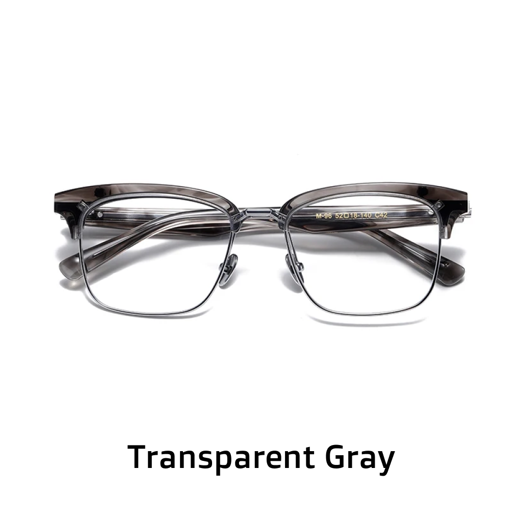 Tortoiseshell half-frame square eyeglasses with vintage-inspired design