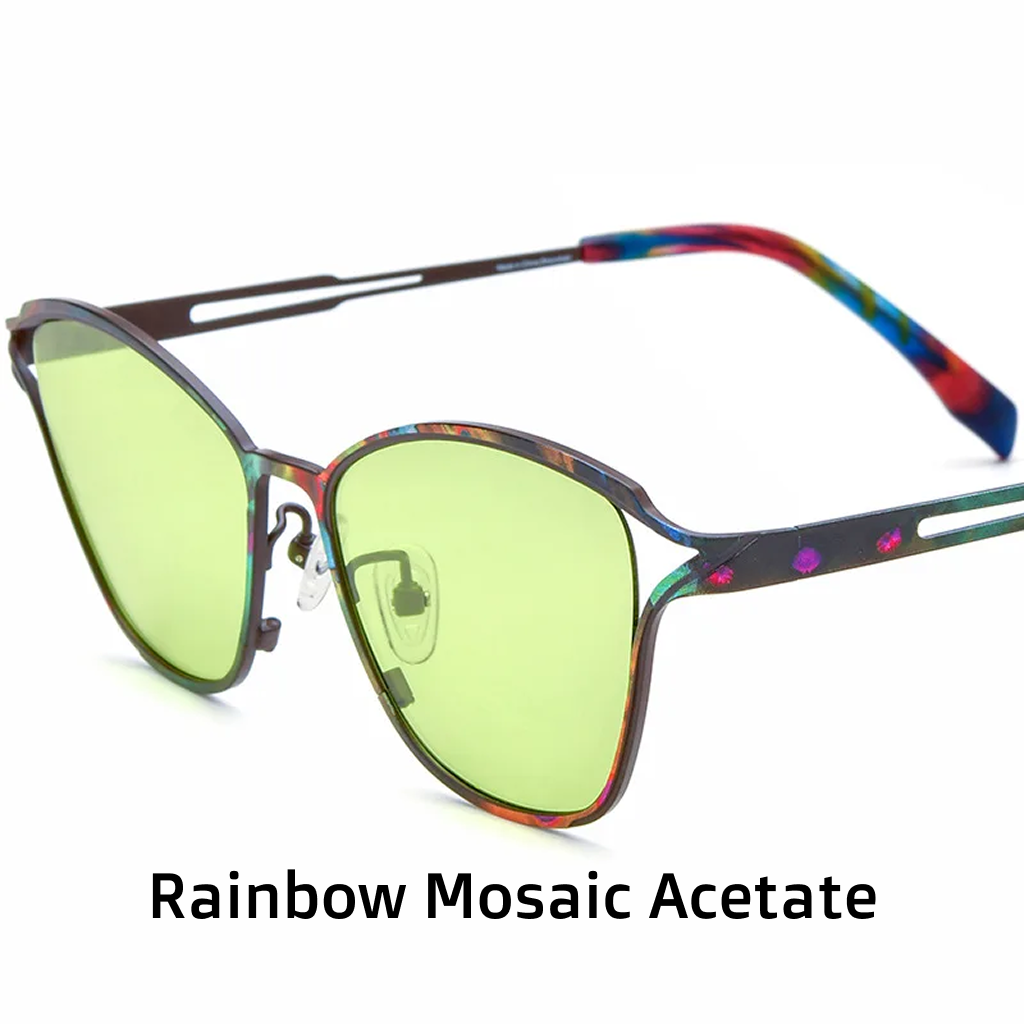 Cat Eye Titanium Polarized Sunglasses UV400 Spliced Color